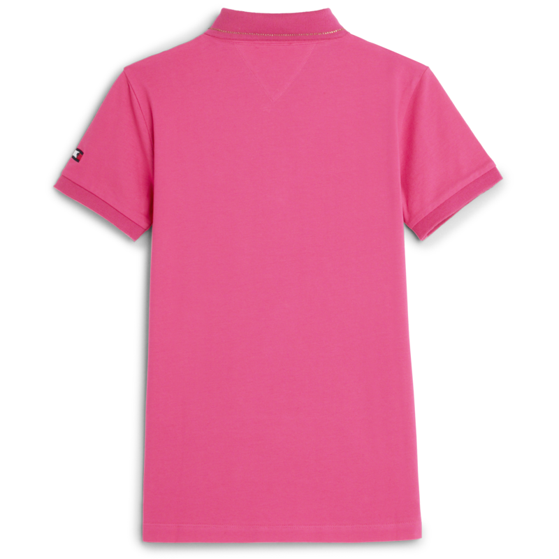 Tommy Hilfiger Ladies Rhinestone Polo Shirt - Hot Magenta-1